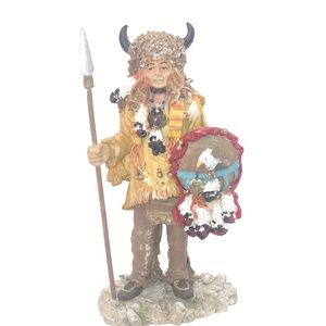 Native American Indian Figurine Sculpture Holding Spear